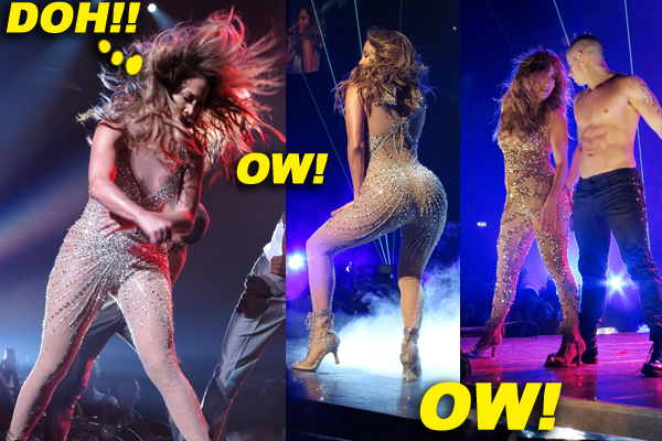 Jennifer Lopez appears to expose herself while performing during the Dance Again World Tour at the O2 Arena in London. The singer appeared to suffer a nipple slip while wearing the same Zuhair Murad bodysuit she was wearing when she suffered a similar incident during a concert in Bologna, Italy on October 12.