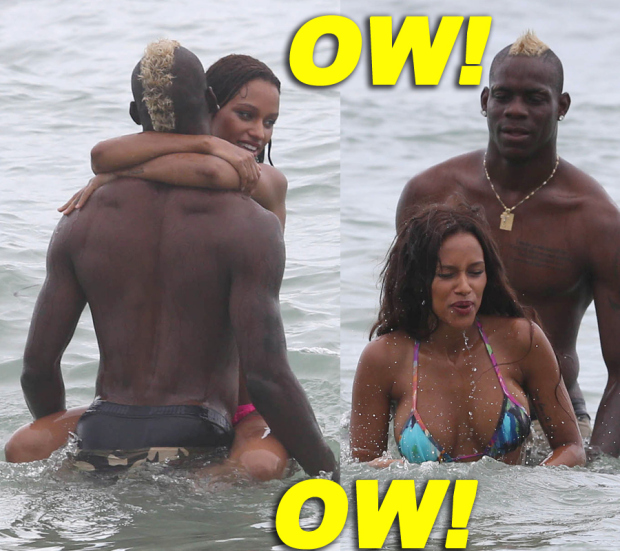 Mario Balotelli & His Fiance Enjoy The Beach In Miami
