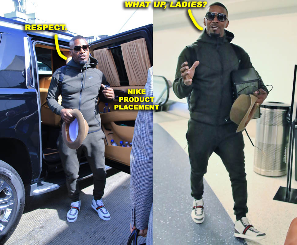 Jamie Foxx seen at Los Angeles Airport while departing LA