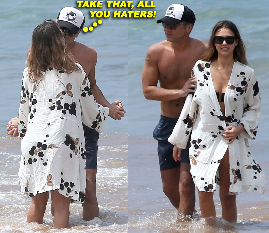 Jessica Alba & Cash Warren Hit The Beach In Maui