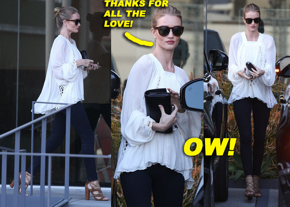 Rosie Huntington seen leaving an office building in West Hollywood