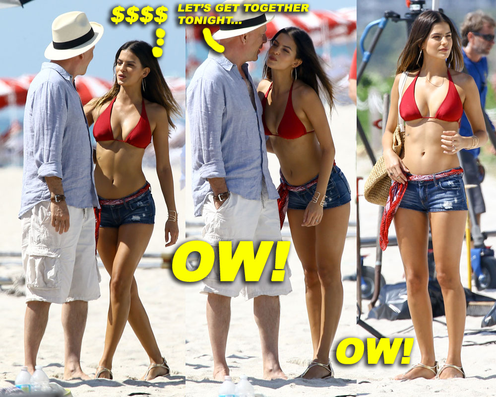 Bruce Willis Films A Commercial In Miami