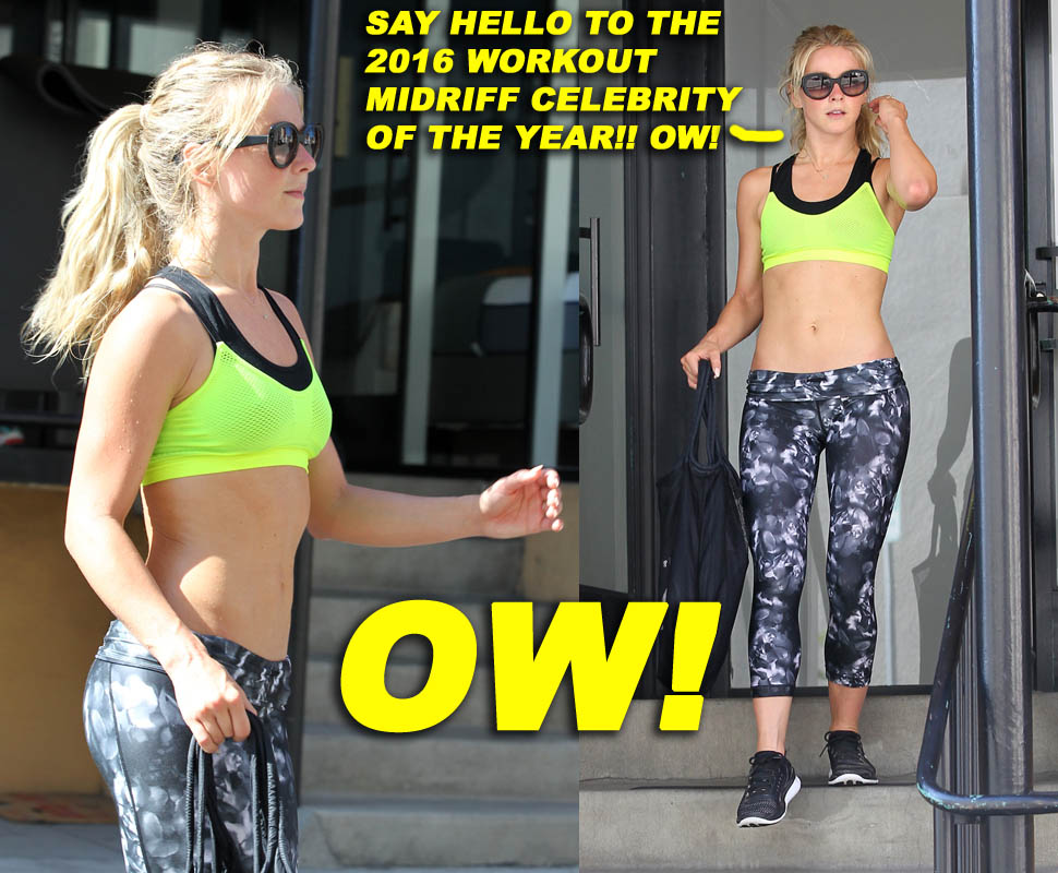 Julianne Hough shows off her toned abs as she is spotted leaving the gym