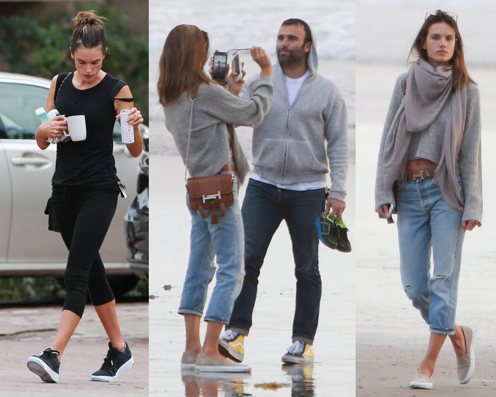 EXCLUSIVE: Alessandra Ambrosio juggles a couple of drinks as she leaves her gym after a workout